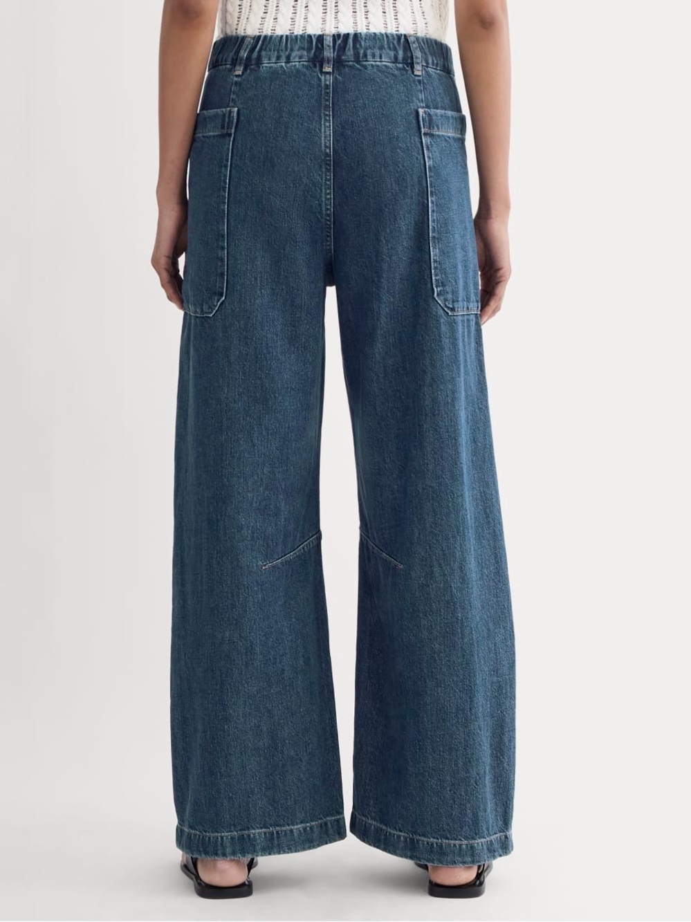 Everlane The Gardener Pull-On Jean Mid Indigo Wide Barrel Leg Size 28R NWOT - Picture 14 of 16